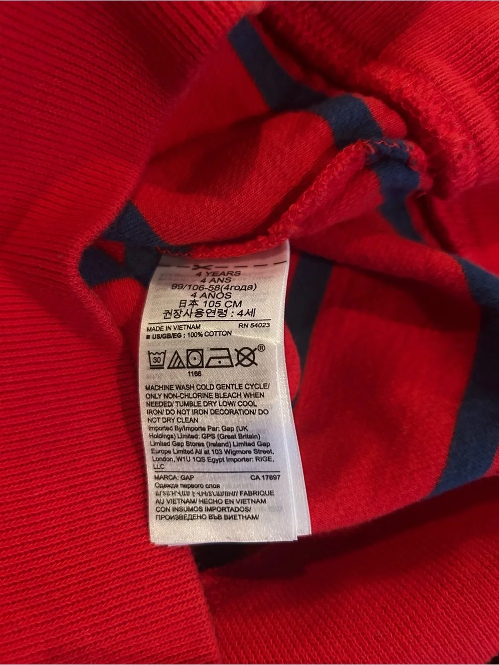 Baby Gap Toddler Boy Red & Blue Striped Shawl Collar Sweater 4T